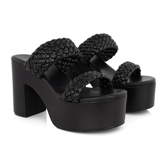 Jeffrey Campbell Shoes - Jeffery Campbell Bamba Braided Platform Heels Black Womens Size 8 Chunky Sandals
